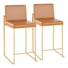 LumiSource Fuji Gold Metal High-Back Counter Height Stool - 2/Case.