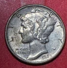 1942 US Mercury SILVER Dime "Philadelphia" Mint! AU! WW2! Old US Coin