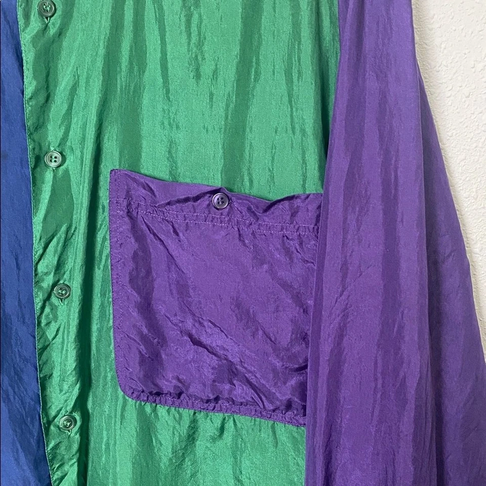 Vintage Montage Pour Homme 100% Silk Color-Block Button-Front Shirt Men's Size M - Image 3 of 4