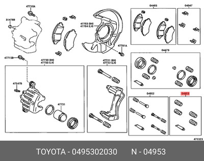 New Genuine TOYOTA OE brake caliper guide bellows, set, 0495302030, 04953-02030