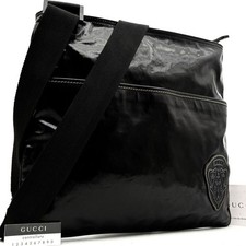 Borsa a tracolla Gucci Hysteria in pelle nera stemma stemma tracolla uomo 35 cm