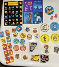 Vintage Original 80s Stickers Scratch And Sniff BOYNTON Pac Man And More
