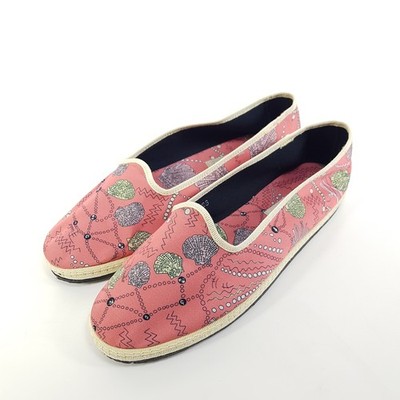 Emilio Pucci Espadrilles Damen Gr. EU 38 Rot Mehrfarbig Textil Slipper Schuhe