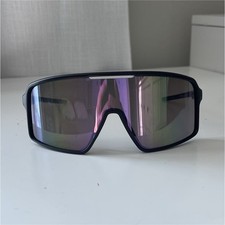 Black Full Rim Mirrored Purple Lens Cycling Sunglasses Unisex Adults