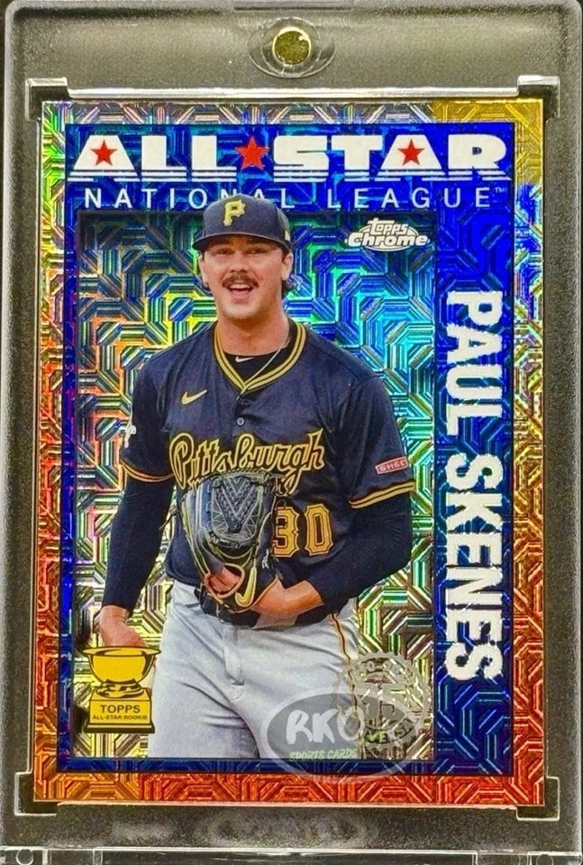 Paul Skenes RARO NOVATO COPA MOJO ALL STAR REFRACTOR CROMO TARJETA DE INVERSIÓN COMO NUEVO Foto 4 de 4
