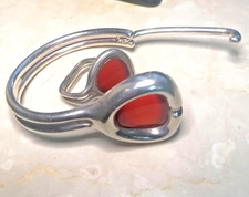 Sehr schickes Schmuckset Silber 925 Armreif zu Öffnen + Ring  mit großem Karneol