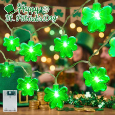 10 Feet Shamrock String Lights - St Patricks Day Decorations with 20 LED Lucky C