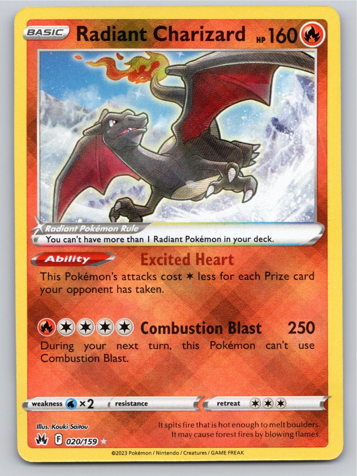 POKEMON RADIANT CHARIZARD CROWN ZENITH 020/159 HOLO NM A73062 FREE S&H