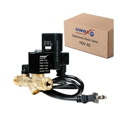 UNOX Electronic Drain Valve for Air Compressor, 1/2'' NPT to 1/4'' NPT 110/120V...
