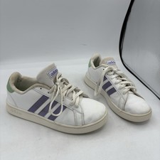 Adidas Shoes Girls Size 3 Youth Kids GX5775 Grand Court White Purple Sneakers