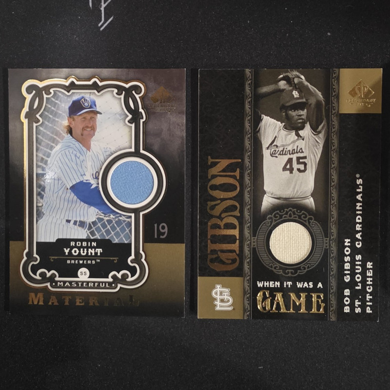 Upper Deck 2005 SP Legendary Cuts Relic Lot (2) Yount/Gibson Masterful
