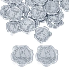 24pcs Wax Seal Stickers Wedding Envelope Seal Stickers Silver