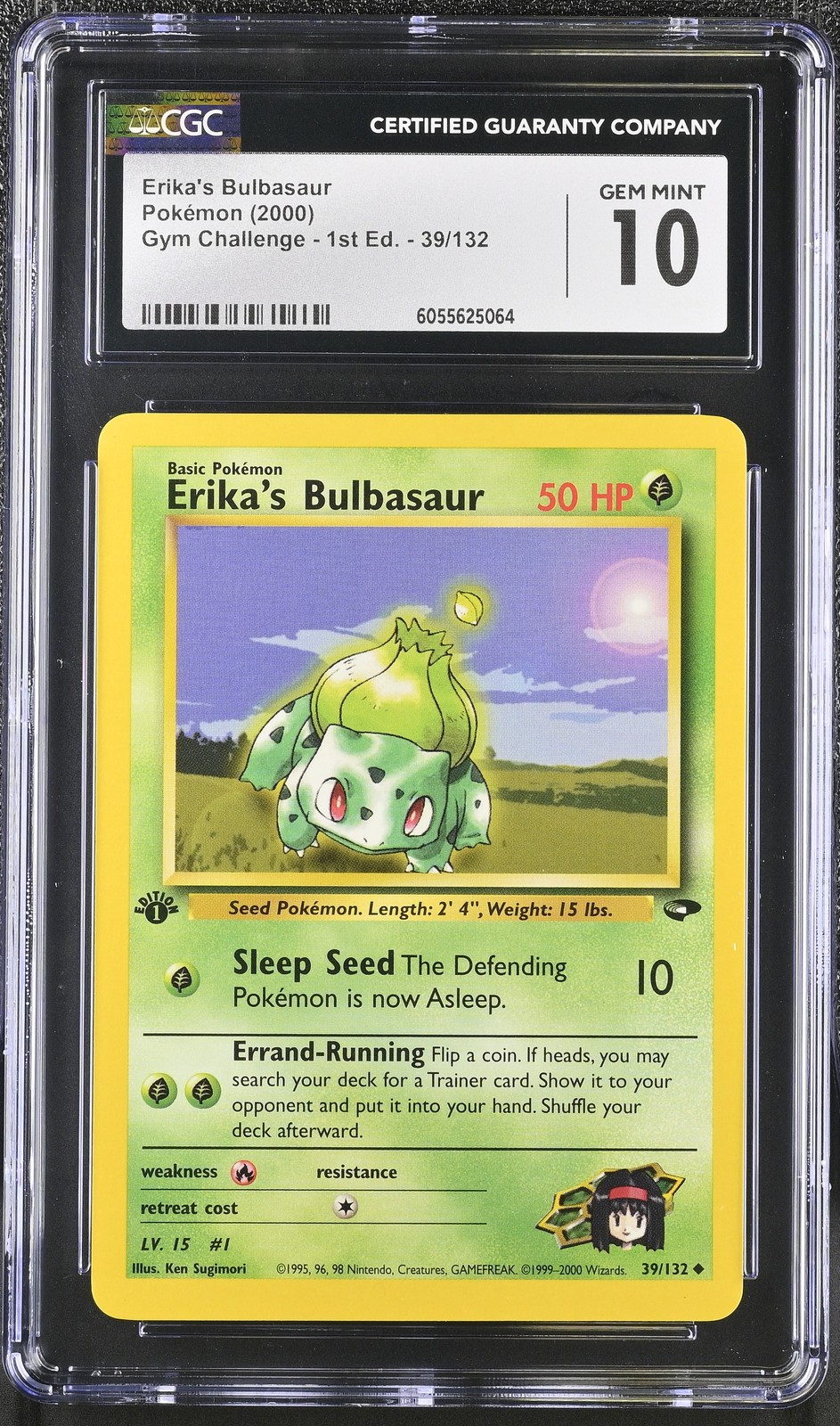 CGC 10 Erika's Bulbasaur Gym Challenge 1st Edition 39/132 Pokemon Card psa