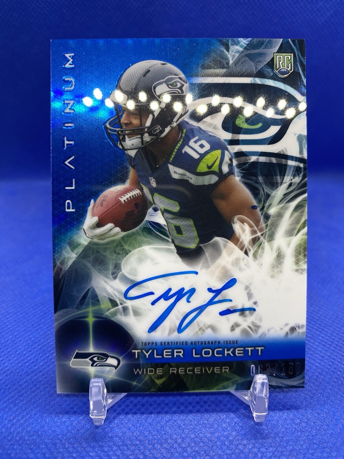 2015 Platinum Tyler Lockett Rc Auto Blue Refractor On Card Autograph Seahawks