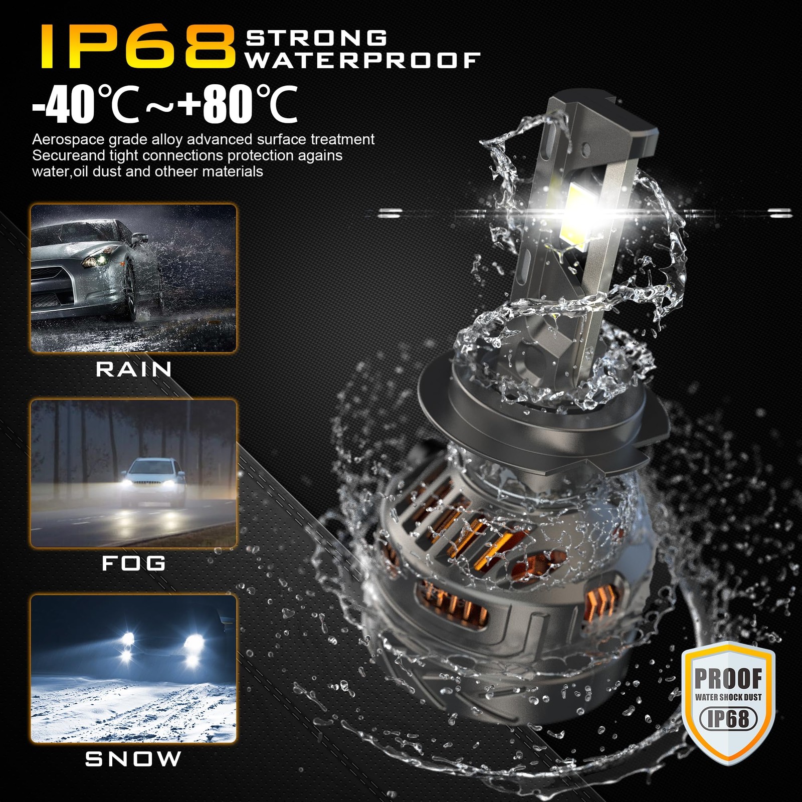 D-lumina Lampadine LED H7 180W 40000LM 6500k Kit Fari Auto CANBUS Bianco Freddo - Miniatura 12