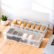 2 Pack Clear Cable Organizer Box with Lid, Plastic Charger Cable Cord Storage...