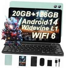 2025 Android 14 Tablet 20GB RAM 128GB ROM 1TB Expand, 10 Inch 10 inch Green
