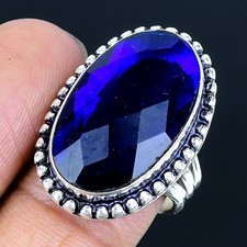 London Blue Topaz Handmade 925 Sterling Silver Jewelry Ring US Size 9