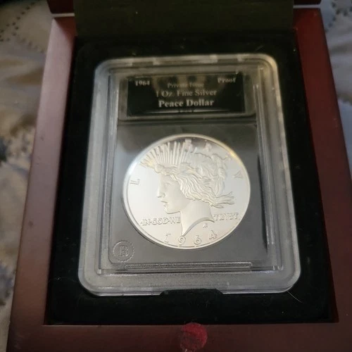 Private Issue 1964 Peace Dollar 1  troy-ounce.999 Fine Silver Proof