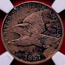 NGC AU! 1857 FLYING EAGLE CENT