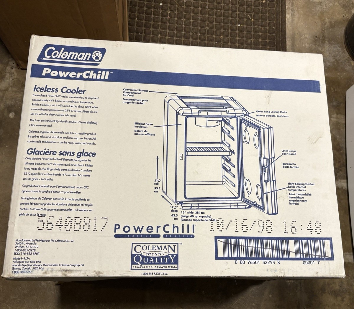 Coleman PowerChill Model 5640 Iceless Cooler 12V Thermoelectric 40