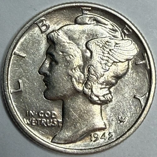 1942 Uncirculated Mercury Silver Dime Exact Coin Imaged #MERC100
