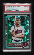2022 Bowman Chrome Sapphire Edition Prospects Aqua 3/99 Bryan Acuna PSA 10 01wq
