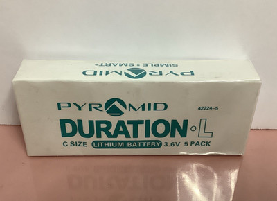 5 PACK Pyramid 42224-5 Lithium Battery, 3.6Volt, C-Size