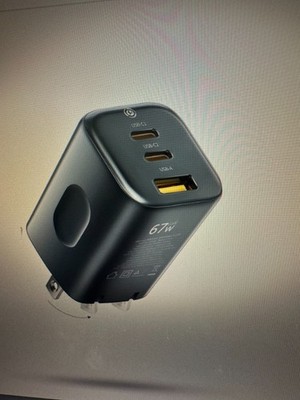 Baseus PICOGO 67W USB C Charger, Smallest 3 Port Fast Charging Block with Foldab