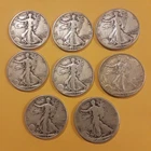 8 Walking Liberty Half Dollar Pieces Different Dates 90% Silver Circulated