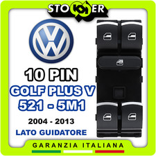 Pulsantiera Alzacristalli Vetro Lato Guida Cromatura per VW GOLF PLUS V 521 5M1