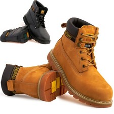 Mens Leather Goodyear Welted Safety Steel Toe Cap Ankle Work Shoe Hiker Boots Sz