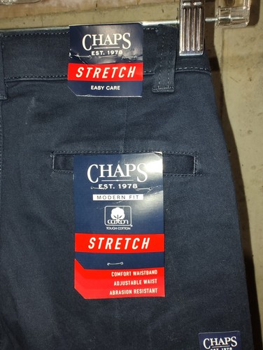 Chaps Boys Size 10 Slim Flat Front Navy Uniform Pants Stretch Adjustable NWT - Picture 5 of 6