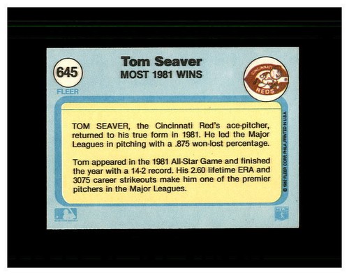 TOM SEAVER YOU PICK SEE SCANS OF EVERY CARD ALL TOM SEAVER CARDS ODD BALL METS - Bild 23 von 183