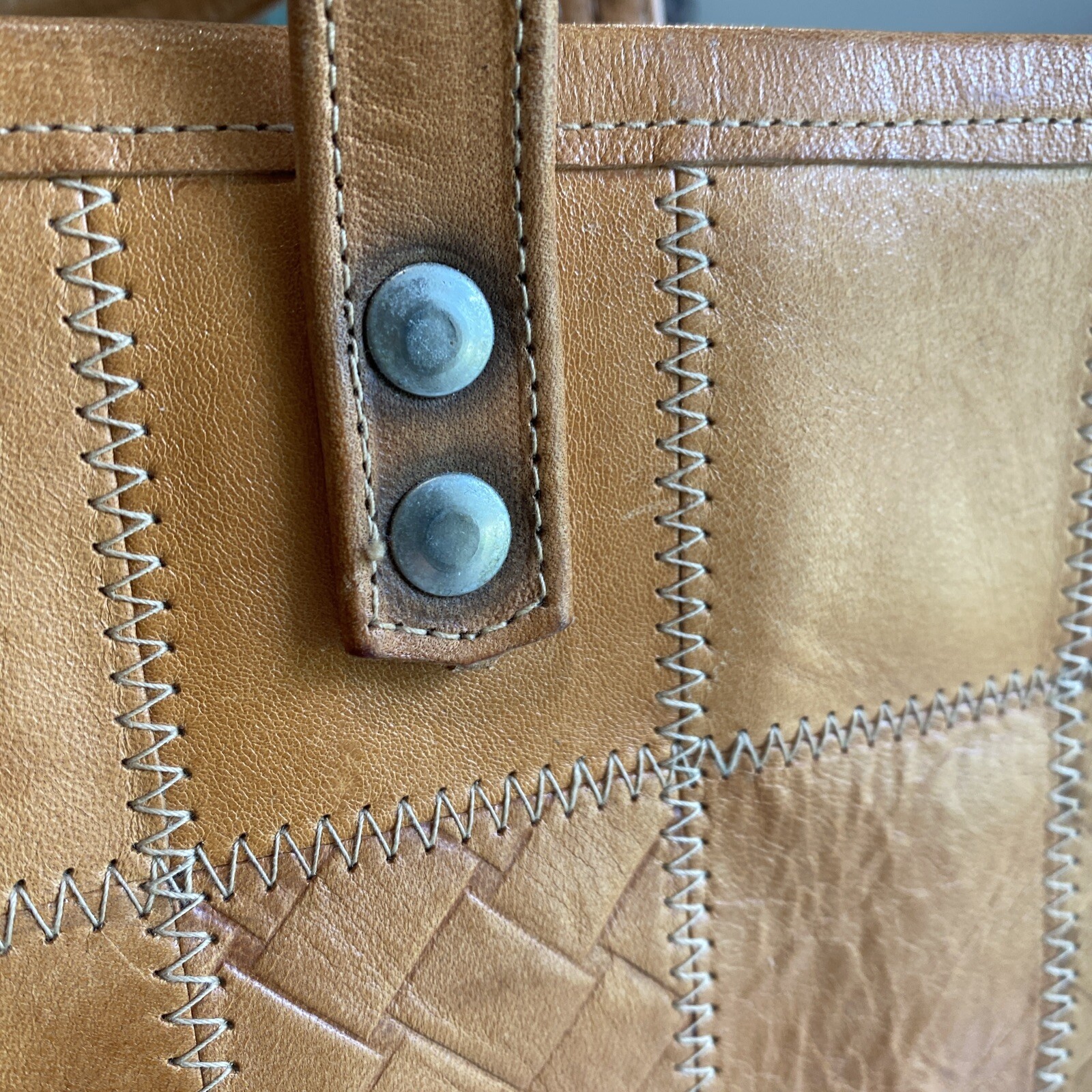 Vintage Pressed Patchwork Patterned leather bucke… - image 7