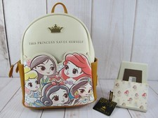 Loungefly Disney Princess Chibi Characters Backpack & Cardholder RARE ~ NWT