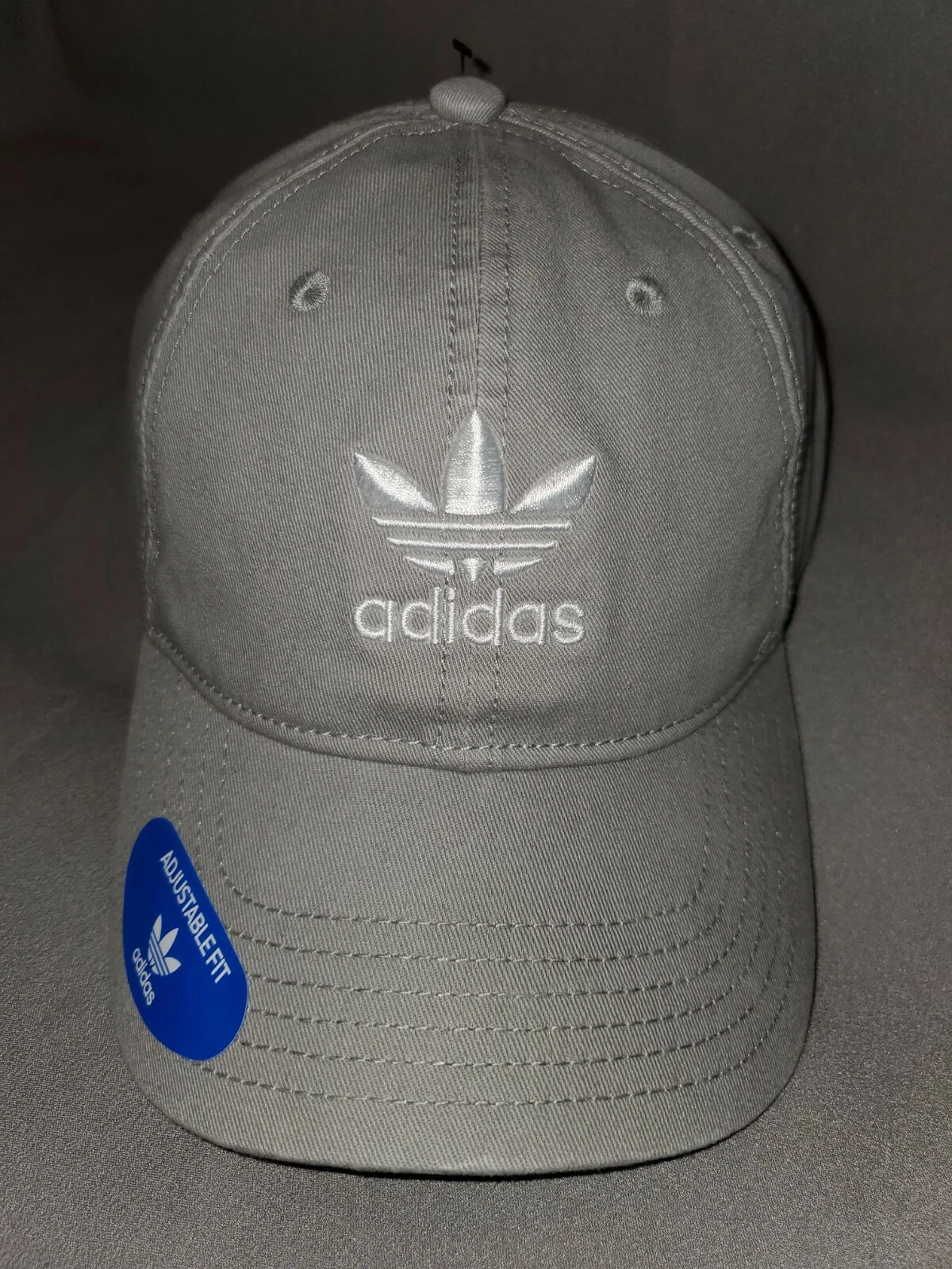 ADIDAS ORIGINALS RELAXED MENS STRAPBACK HAT GREY WHITE CL5247 NEW UNISEX
