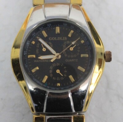 Goldlis Quartz  Gold/Silver Dial Men's Watch for parts or not working