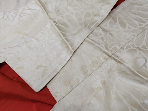 Japanese Kimono Uchikake Vintage wedding Robe white Gold Phoenix embroidery(u38) - Picture 6 of 10