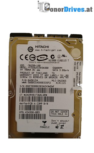Hitachi  5K250-160 - 0A56154- 160 GB - SATA - 2200A90002 01 Rev. *