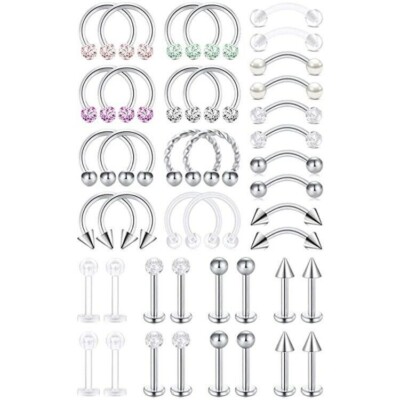 10 Ptz Piercing Stainless Steel Barbell Bar Balance Bar Ear Language Unisex