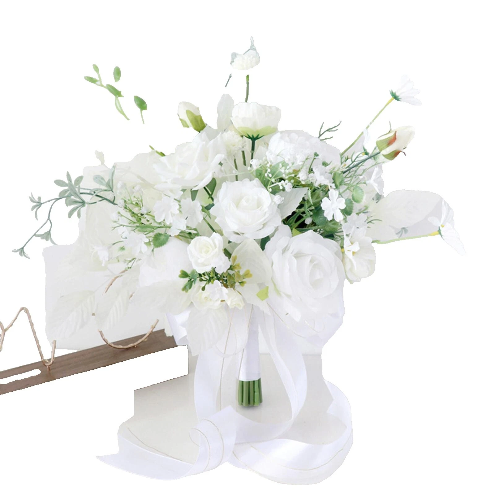 Silk White Wedding Bouquet Holders