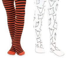 Jefferies Socks Girls Stripe Ghost Pattern Holiday Dress Nylon Tights 1 Pack