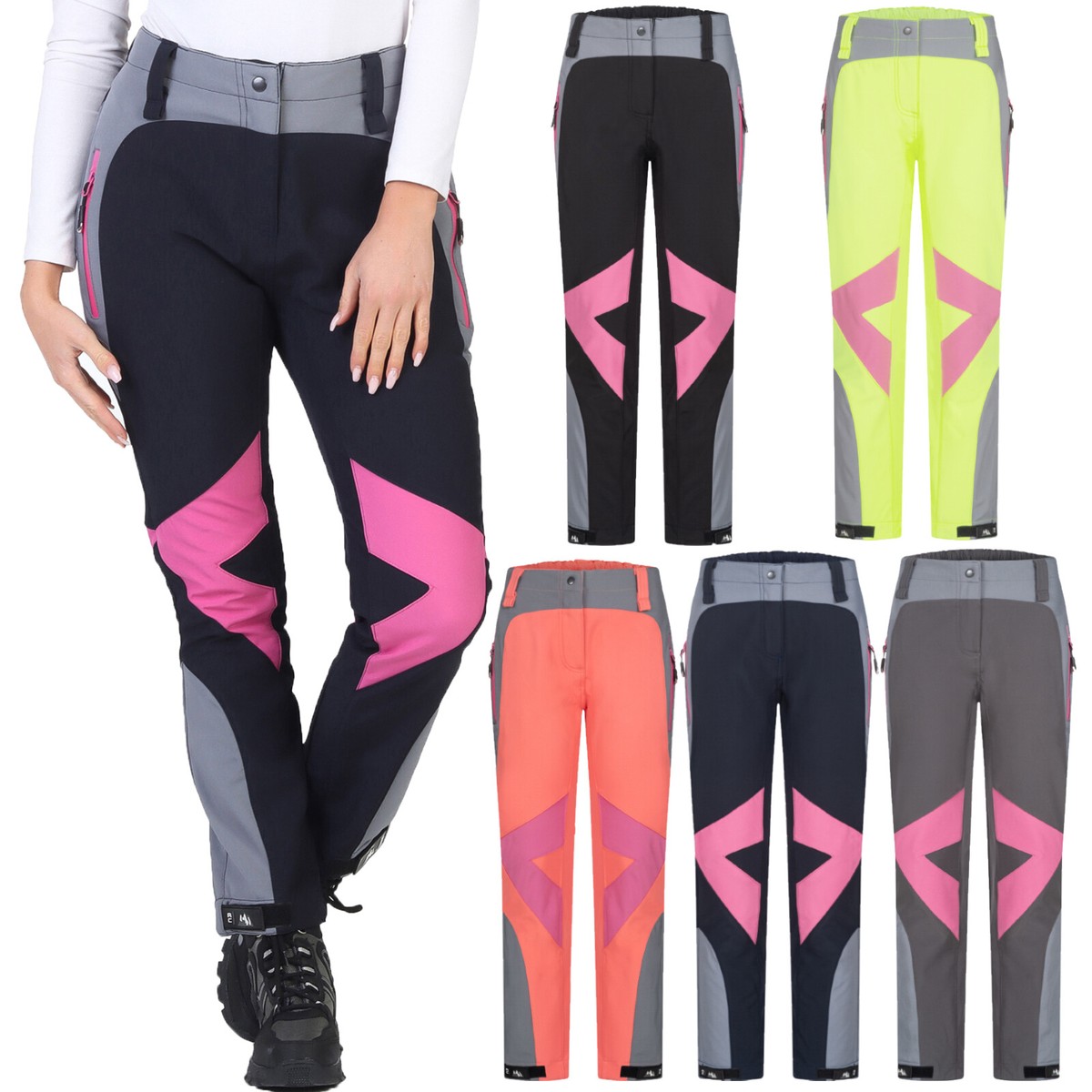 Damen Hose Softshell Hose Wanderhose Outdoorhose Wasserabweisend D