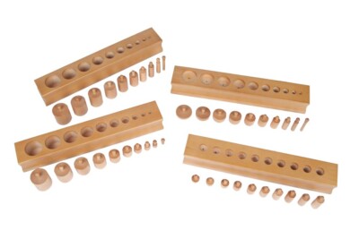 Beechwood Knobbed Cylinder Blocks (Set of 4) - IFIT MONTESSORI SENSORIAL TOYS