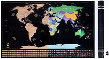 World Trekker Scratch Off Map Poster Track Your Travel States Detailed 34” x 21”