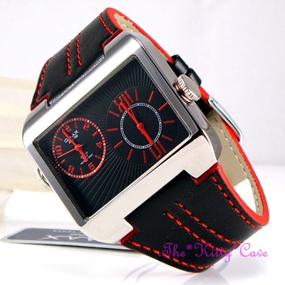 Montre OMAX DUL009 Double Fuseau - Mouvement Suisse, étanche 5ATM, Boîtier 48mm Bleu/noir, Neuve Avec étiquettes