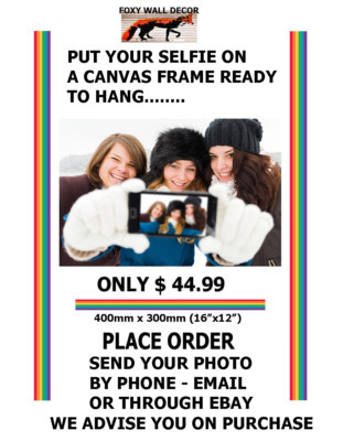 Selfie Photo to Canvas Framed Favourite Team Baby Pics School Pet Dog Print 