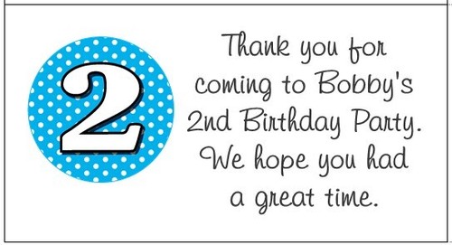 2nd Birthday labels, personalised party stickers decor, two years old second - Bild 3 von 24