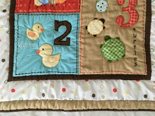 Just Born Baby Crib Quilt Blanket Letters Numbers Textured Applique Embroidered - Picture 6 of 12